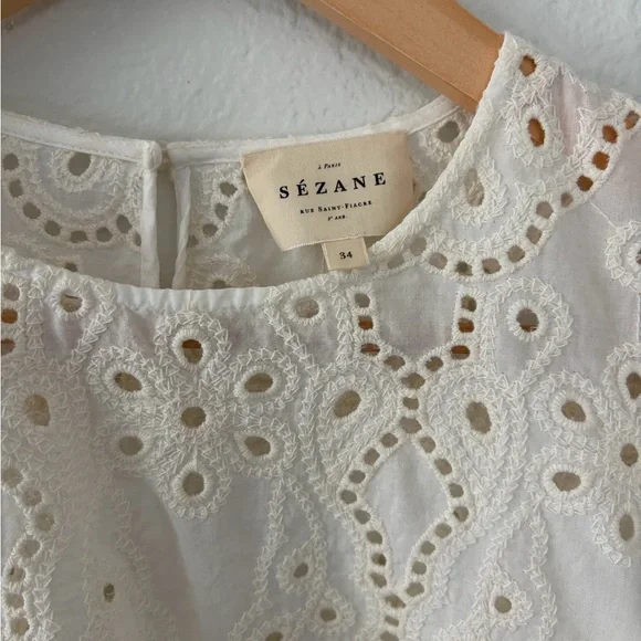 Sezane Annabelle Blouse Ecru - Size 2 - Picture 2 of 9